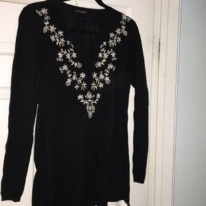Lucky brand cotton tunic coverup embroidered s